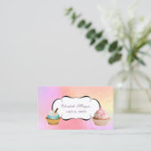 Trendy Cute Cupcake Bakery Colorful Holographic Visitekaartje (Staand voorkant)