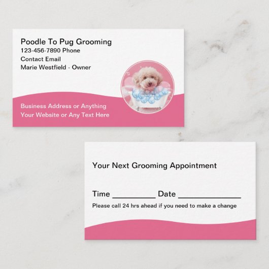 Trendy Cute Dog Grooming Business Cards Afsprakenkaartje (Voorkant / Achterkant)