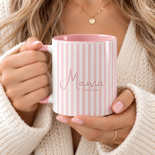 Trendy Cute Gestreepte Roze Persoonlijke Nieuwe Mo Mok