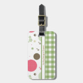 Trendy Cute Gingham Polka dots met naam Bagagelabel (Voorkant verticaal)