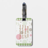 Trendy Cute Gingham Polka dots met naam Bagagelabel (Achterkant verticaal)