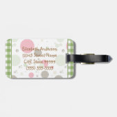 Trendy Cute Gingham Polka dots met naam Bagagelabel (Achterkant horizontaal)