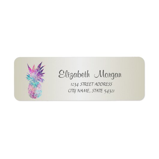 Trendy Cute Girly Pineapple Address Label (Voorkant)