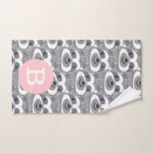 Trendy Cute Gray Sloth Doodle & Pink Handdoek (Handdoek)