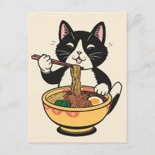 Trendy Cute Kat die Japanse ramen eet  Briefkaart