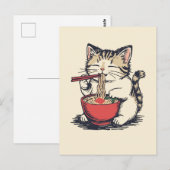 Trendy Cute Kat eet ramen Japans  Briefkaart (Voorkant / Achterkant)