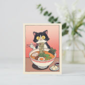 Trendy Cute Kat eet ramen Japans Briefkaart (Staand voorkant)