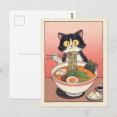 Trendy Cute Kat eet ramen Japans Briefkaart (Voorkant / Achterkant)