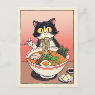 Trendy Cute Kat eet ramen Japans Briefkaart