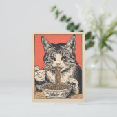 Trendy Cute Kat eet ramen Japans Briefkaart (Staand voorkant)