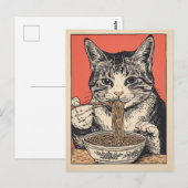 Trendy Cute Kat eet ramen Japans Briefkaart (Voorkant / Achterkant)