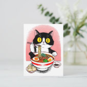 Trendy Cute Kat eet ramen Japans Briefkaart (Staand voorkant)