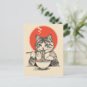 Trendy Cute Kat eet ramen Japans Briefkaart (Staand voorkant)