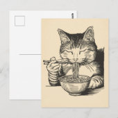 Trendy Cute Kat eet ramen Japans  Briefkaart (Voorkant / Achterkant)