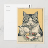 Trendy Cute Kat eet ramen Japans Briefkaart (Voorkant / Achterkant)