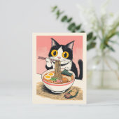 Trendy Cute Kat eet ramen Japans Briefkaart (Staand voorkant)