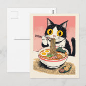 Trendy Cute Kat eet ramen Japans Briefkaart (Voorkant / Achterkant)
