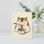Trendy Cute Kat eet ramen Japans Briefkaart (Staand voorkant)