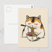 Trendy Cute Kat eet ramen Japans Briefkaart (Voorkant / Achterkant)