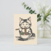 Trendy Cute Kat eet ramen Japans Briefkaart (Staand voorkant)