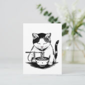Trendy Cute Kat eet ramen Japans  Briefkaart (Staand voorkant)