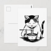 Trendy Cute Kat eet ramen Japans  Briefkaart (Voorkant / Achterkant)