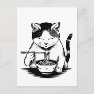 Trendy Cute Kat eet ramen Japans  Briefkaart