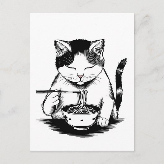 Trendy Cute Kat eet ramen Japans  Briefkaart (Voorkant)