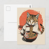 Trendy Cute Kat eet ramen Japans  Briefkaart (Voorkant / Achterkant)