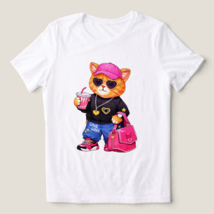 Trendy Cute Kat Grafische T-Shirt voor Vrouwen