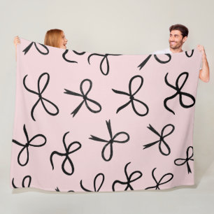 Trendy Cute Kleine Zwarte Strikken Roze Fleece Deken