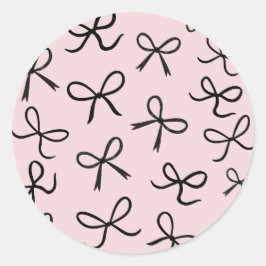 Trendy Cute Kleine Zwarte Strikken Roze Ronde Sticker