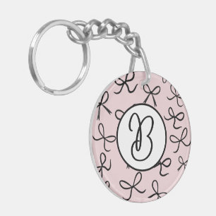 Trendy Cute Kleine Zwarte Strikken Roze Sleutelhanger