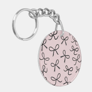 Trendy Cute Kleine Zwarte Strikken Roze Sleutelhanger