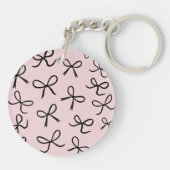 Trendy Cute Kleine Zwarte Strikken Roze Sleutelhanger (Achterkant)