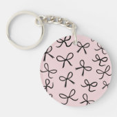 Trendy Cute Kleine Zwarte Strikken Roze Sleutelhanger (Voorkant)