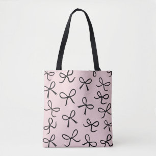 Trendy Cute Kleine Zwarte Strikken Roze Tote Bag