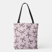 Trendy Cute Kleine Zwarte Strikken Roze Tote Bag (Achterkant)