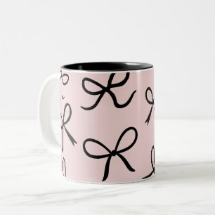 Trendy Cute Kleine Zwarte Strikken Roze Tweekleurige Koffiemok