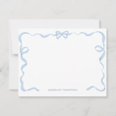 Trendy Cute Lichtblauwe Strik Lint Frame Notitiekaartje (Voorkant)