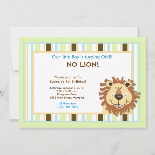 Trendy Cute Lion 1st Birthday 5x7 Uitnodiging (Voorkant)