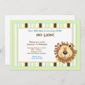 Trendy Cute Lion 1st Birthday 5x7 Uitnodiging (Voorkant / Achterkant)