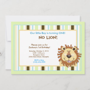 Trendy Cute Lion 1st Birthday 5x7 Uitnodiging