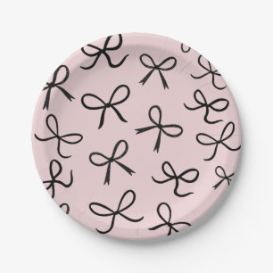 Trendy Cute Little Zwarte Strikken Roze Papieren Bordje