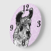 Trendy Cute Llama Illustration & Triangles Grote Klok (Hoek)