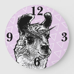 Trendy Cute Llama Illustration & Triangles Grote Klok