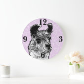 Trendy Cute Llama Illustration & Triangles Grote Klok (Huis)
