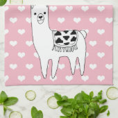 Trendy Cute Llama Sketch & Hearts Theedoek (Gevouwen)