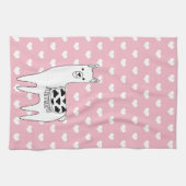 Trendy Cute Llama Sketch & Hearts Theedoek (Horizontaal)