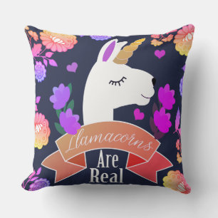 Trendy Cute Llamacorns zijn Real Floral Kussen